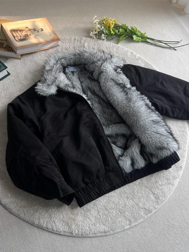 Men's Winter Snow Leopard Cotton Jacket with Fur Collar - Thick, Velvet-Lined, Three-Proof Design.