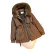 Women's Winter Parka Coat Large Fur Collar Fashion Versatile Fleece Lined All-In-One Warm Jacket Thick Outerwear