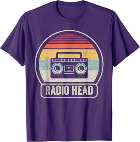 Retro Vintage Radio Head Unisex Adults Black Short Sleeve Classic Fit TShirt Music Streetwear Clothes Novelty Gift Y2k Graphic