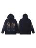 American High Street Washed Print Loose Casual Hoodie Sweatshirt for Couples