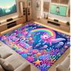 Underwater Fish Theme Soft Crystal Velvet Rug Custom Name & Text Print Non Slip Floor Rug for Bedroom Living Room
