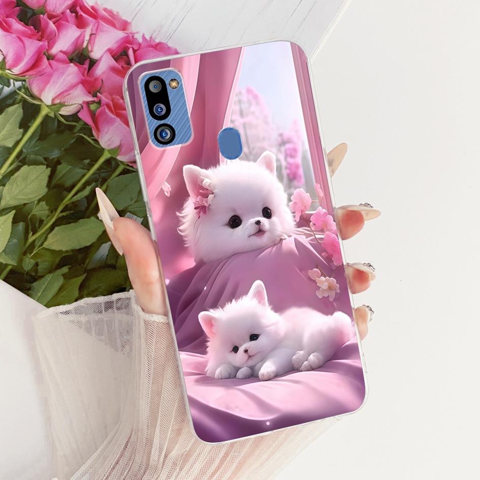 For Cover Samsung Galaxy M21 2021 Phone Case SM-M215G Shell Fashion Flower Soft Silicone Clear Cover For Samsung M21 2021 Fundas