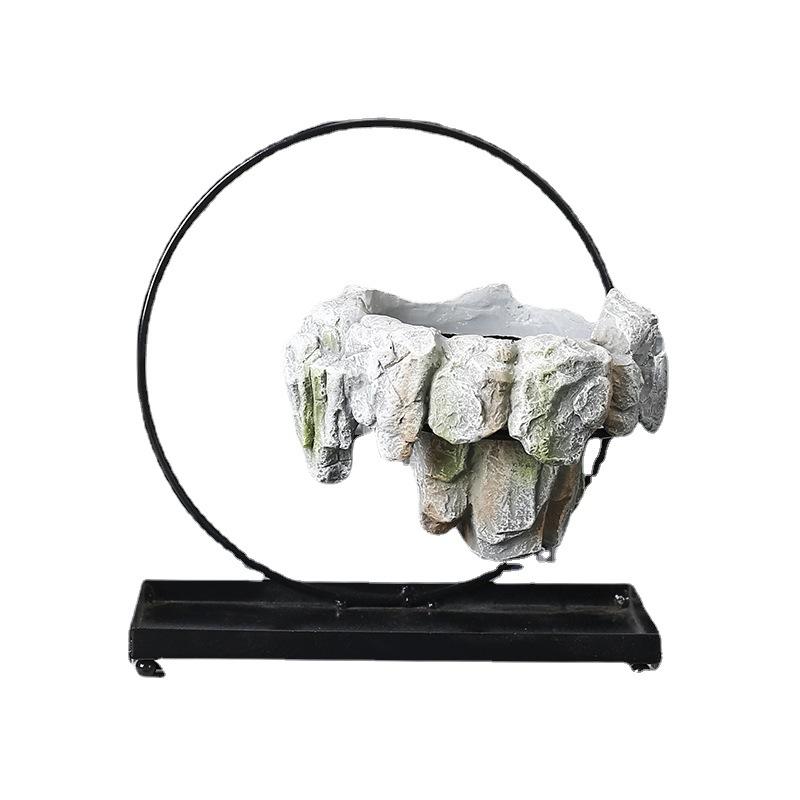 Pure Handmade Succulent Flower Pots, Rich Tree, Bonsai, Rice, Bamboo Indoor, Floating Island, Suspended Iron, Micro Landscape Ba