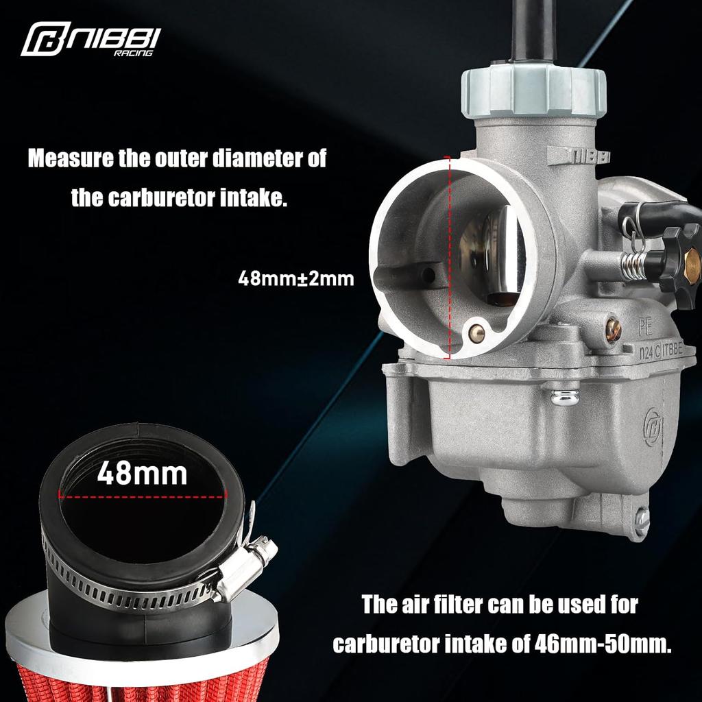 NIBBI 48Mm Air Filter High Performance For Motorcycle, ATV, Dirt Bike, Mini Bike, Pit Bike, GY6