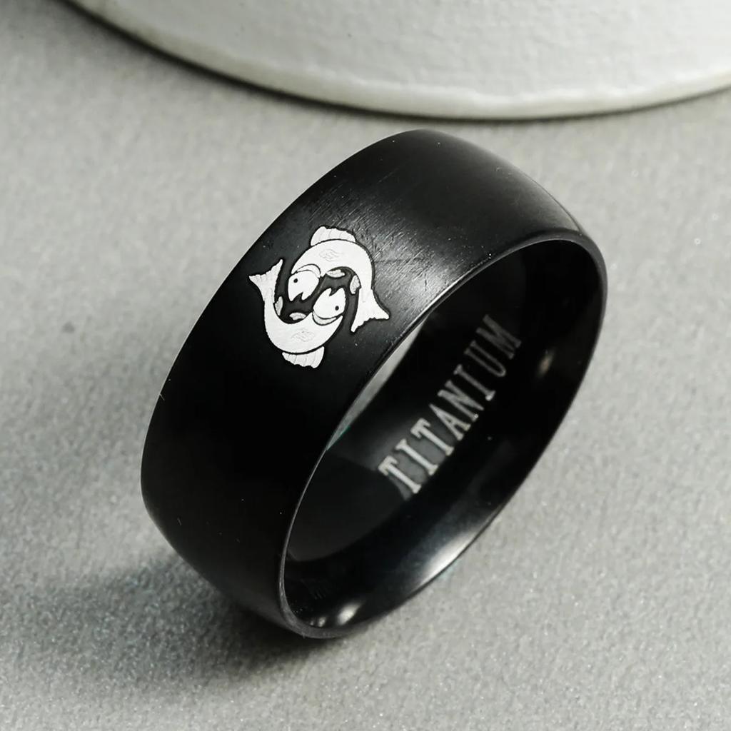 12 Zodiac Sign Stainless Steel Ring - Fashion Charm for Aries Taurus  Adjustable Unisex Friendship  Accessory