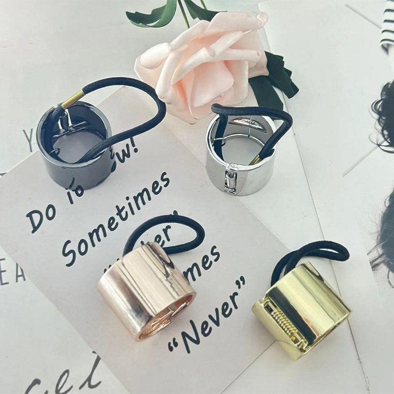 Minimalist Cylindrical Alloy Hair Rope Hair Rope Hair Ring Hair Accessories Head Accessories High Horse Tail Buckle Rubber Band Female Metal Hair Clip