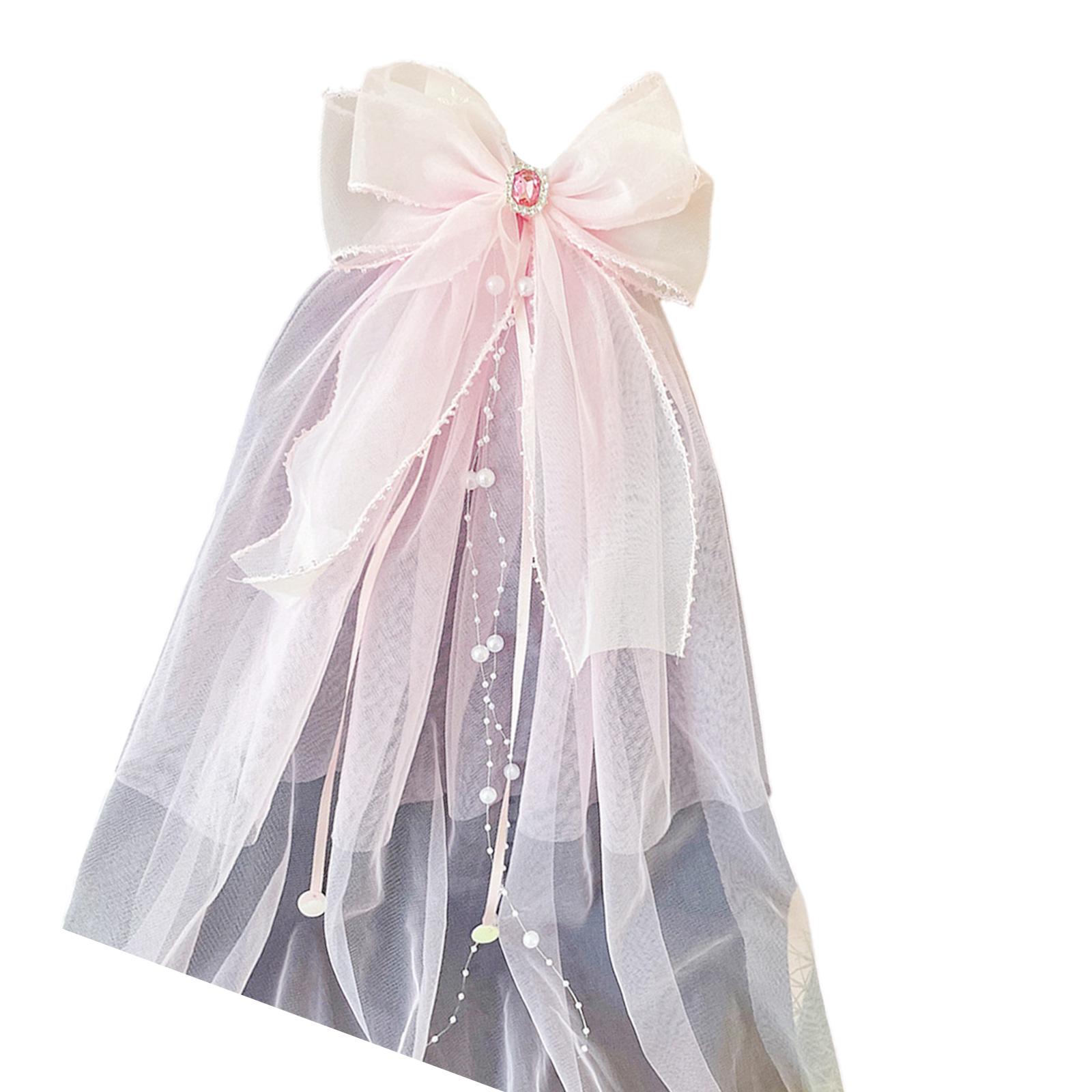 

Elegant White Veil And Headpiece Set For Girls First Communion Adjustable 3D Bows Design Lightweight Tulle Church Attire