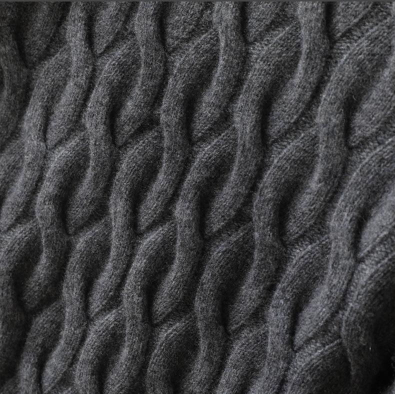Men's Heavyweight 100% Wool Cable Knit Pullover Sweater
