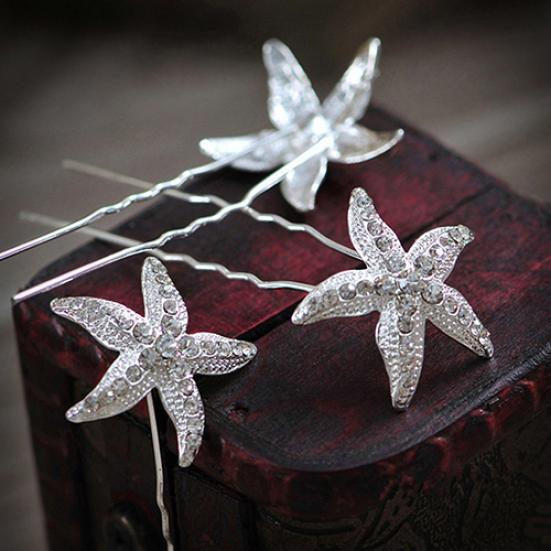 6 Pcs Starfish U Shape Braid Headwear Wedding Party Hairpin Hair Accessories
