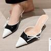 Fashion Eilyken Spring Butterfly-knot Pointed Toe Mule Women Slippers Fashion Elegant Thin Heels Party Dress Ladies Shoes