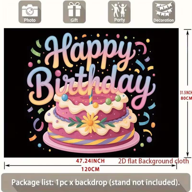 2D Colorful Confetti & Cake Birthday Photography Background