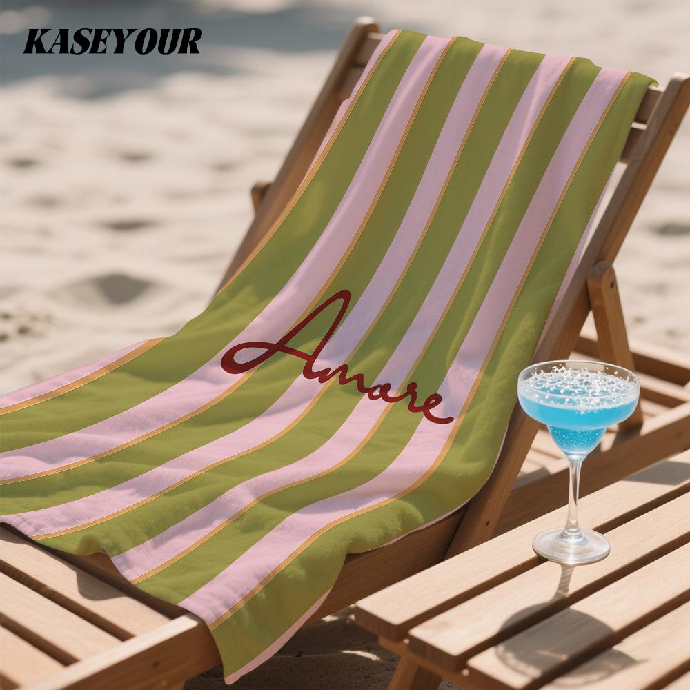 Striped amore Compact Travel Beach Towel Super Absorbent Sand Resistant, Microfiber for Swimming Camping Yoga