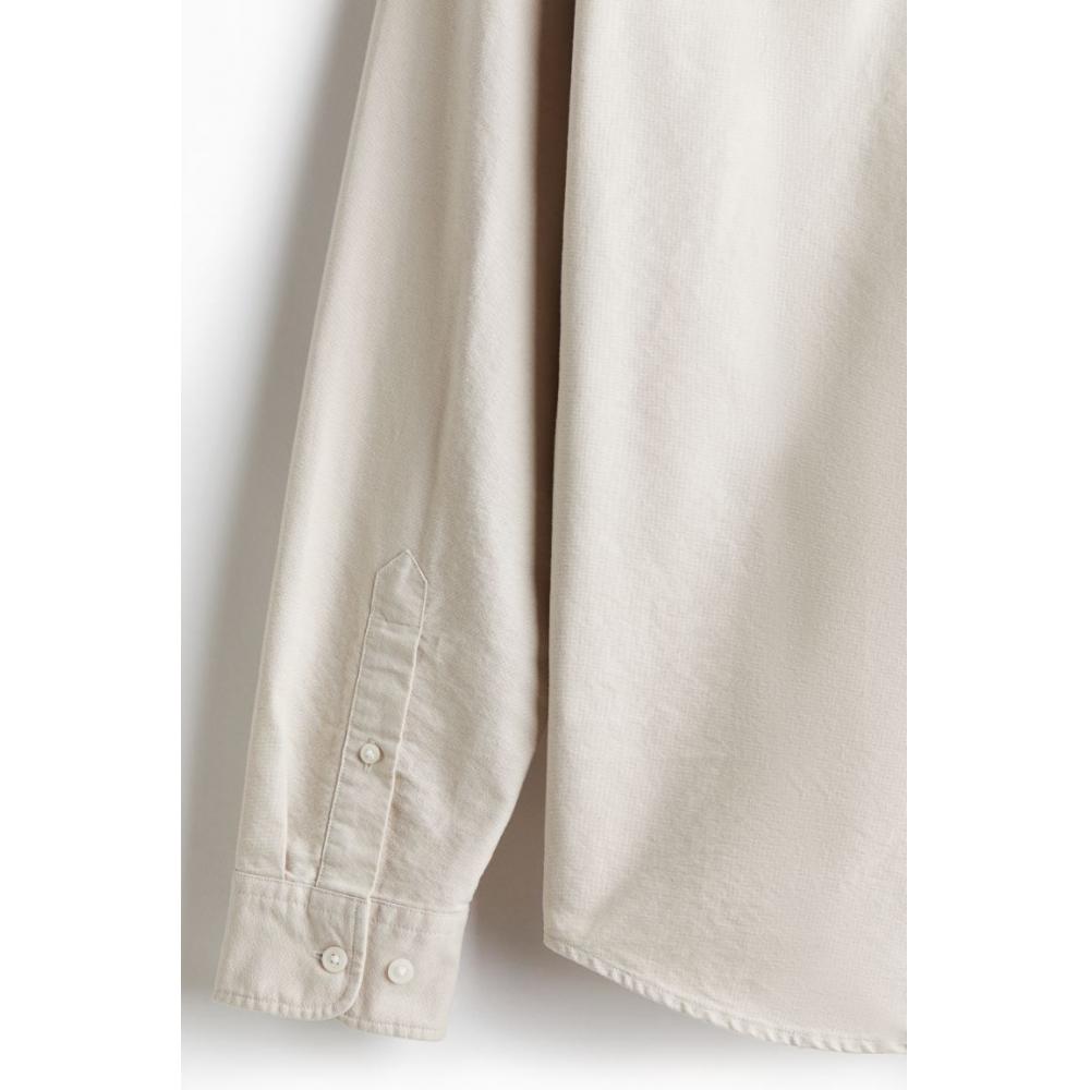 H M Regular Fit Oxford sHirt ligHt Beige