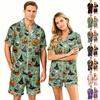 Couple Halloween Pajama Set Short Sleeve Button Down Shirt with Shorts Casual Soft Sleepwear S-XXXXL Matching Loungewear Set