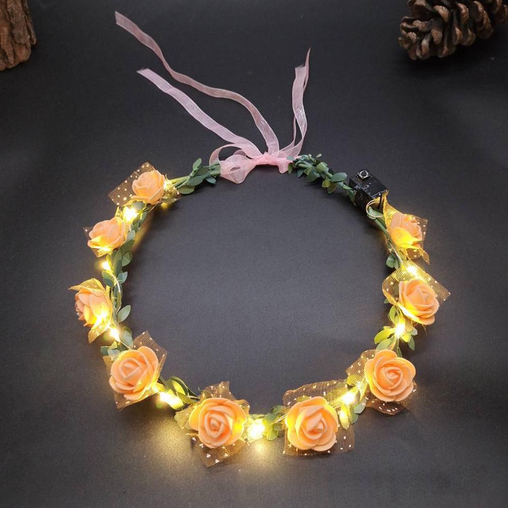 Hawaii LED Licht Leuchtendes Stirnband Künstliche Blume Leuchten Leuchtende Girlande Krone Kranz Hochzeit Haarband Frauen Mädchen Kopfschmuck