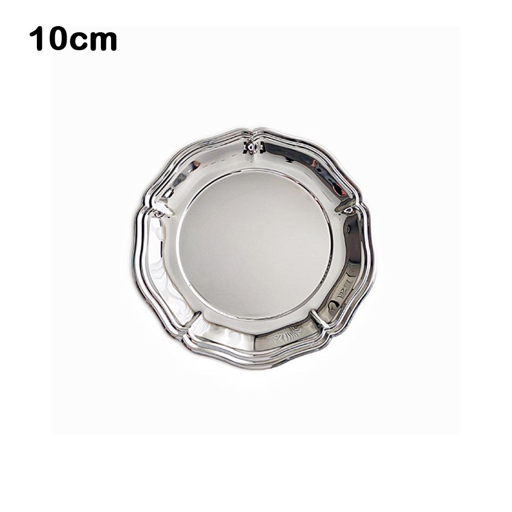 Mirror Finish Stainless Steel Serving Tray Silver Decorative Tray New Fruit Plate Home Party 10cm