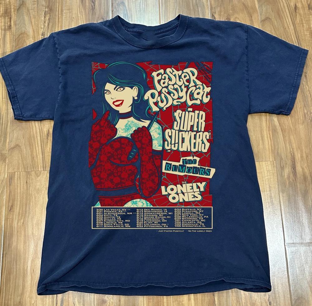 Faster Pussycat Band Tour Dates 2025 Cotton Navy Unisex T Shirt S-5XL SE920 Unisex T-Shirt XXXXL