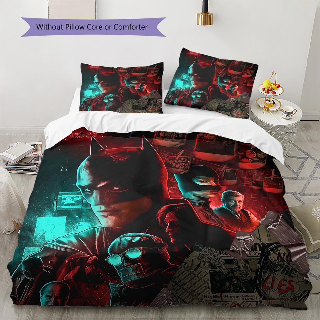 Batman Characters Bedding Set,1 Duvet Cover &2 Pillowcases,Home Bedroom,Great Gift