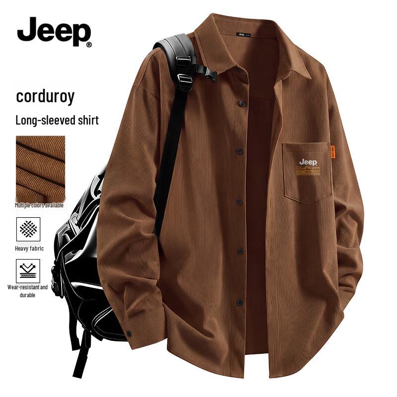 JEEP Men's Retro Corduroy Long Sleeve Shirt