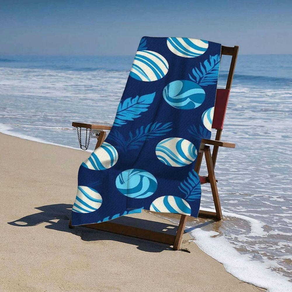1pc Modern Style Blue Volleyball Print Beach Towel, Quick Drying Super Absorbent Towel Fashion Blanket for Swimming, Camping, Traveling