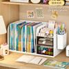 Desktop Bookshelf Organizer with Drawers and Pen Holder Desk Storage Caddy for Office Supplies Books Stationery Home Office School Dorm Desk Organizer