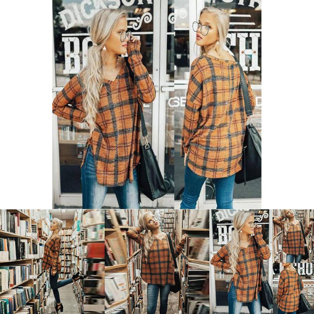 Vintage Plaid Shirt For Women With Polyester Blend Long Sleeve Casual Style