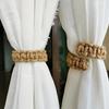 4pcs Boho-Chic Braided Curtain Ties - Vintage Brown Rope Holdbacks for Linen Drapes, for Bedroom & Living Room Decor, Curtain Decor curtain ties