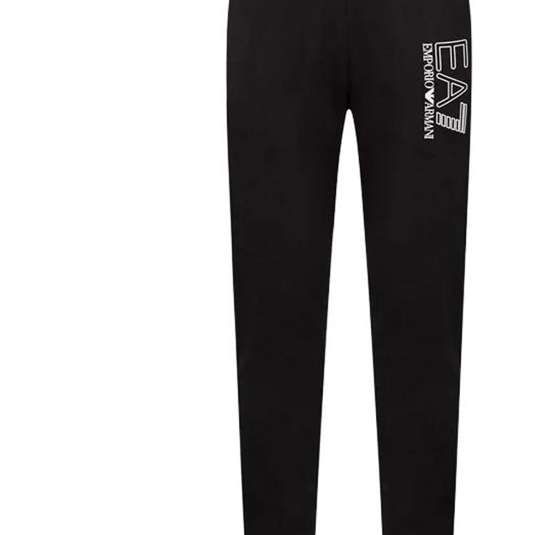 Emporio Armani Letter Print Cuffed Knit Joggers Men bottoms Black 3RPP98-PJ05Z-1200