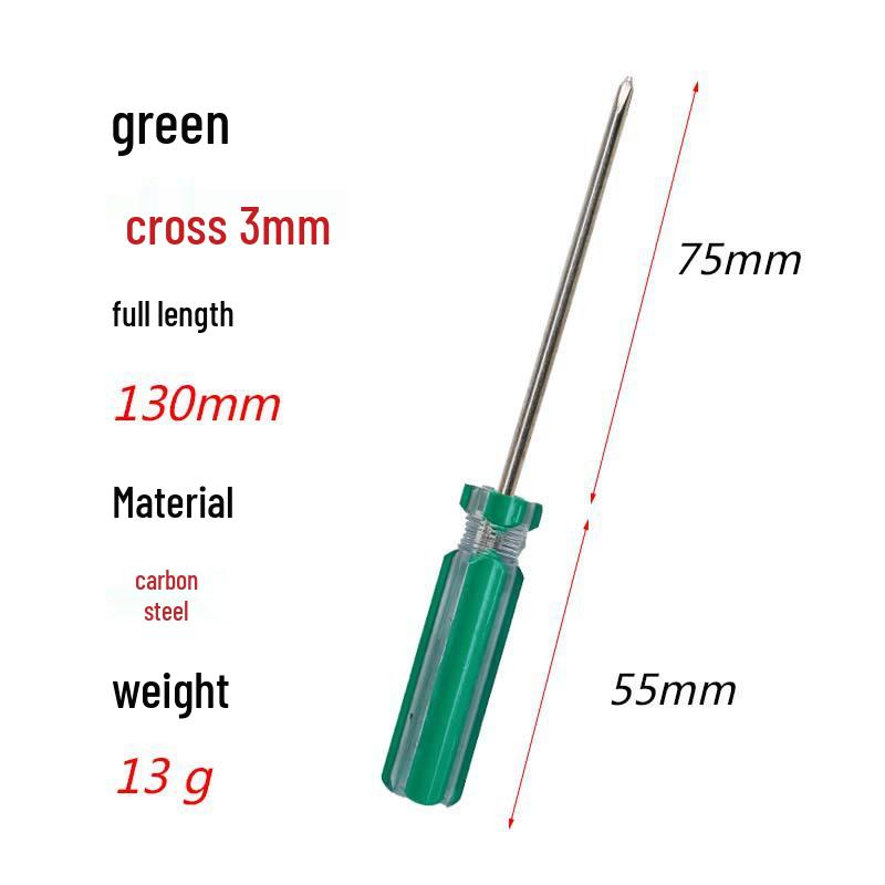 3mm Extended Phillips & Flathead Carbon Steel Screwdriver with Color Strip Handle - Super Hard Industrial Grade Household Tool