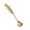 HANYANG Feather Spoon Golden 304 Stainless Steel Fruit Fork Literary Small Spoon Spoon Spoon Creative Tableware Colorful Feather Spoon