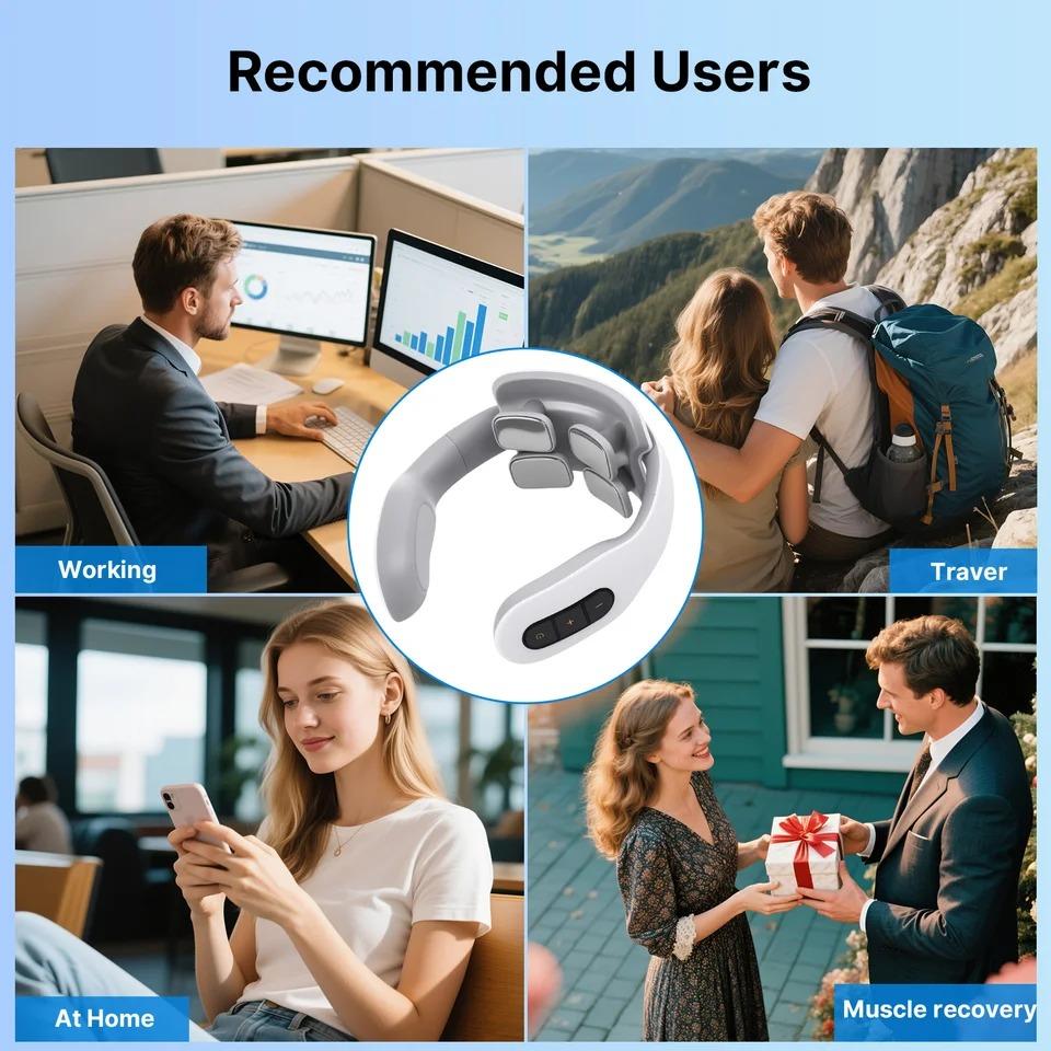 U-Shaped Shoulder Neck Massager Cervical Vertebra Heating Massage Muscle Relieve Pain Relief EMS TENS Electric Pulse Massager Health Care