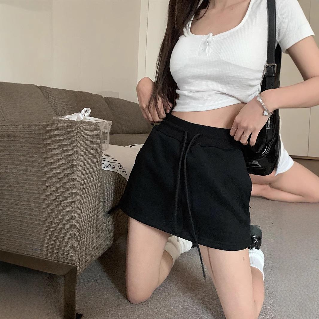 

Летняя облегающая юбка с высокой талией и кулиской для миниатюрных женщин S Premium чёрный