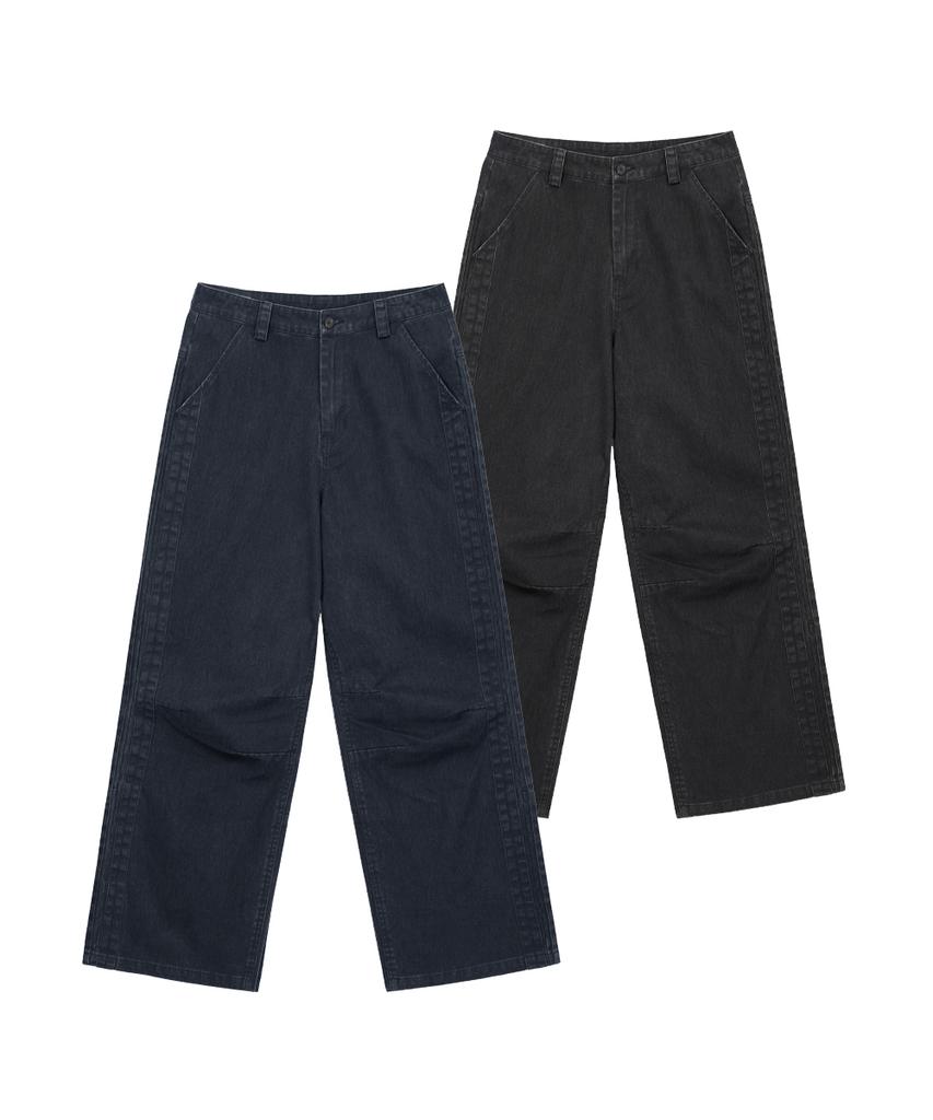 INTEMPOMOOD Track Washed Cotton Wide Pants_Navy