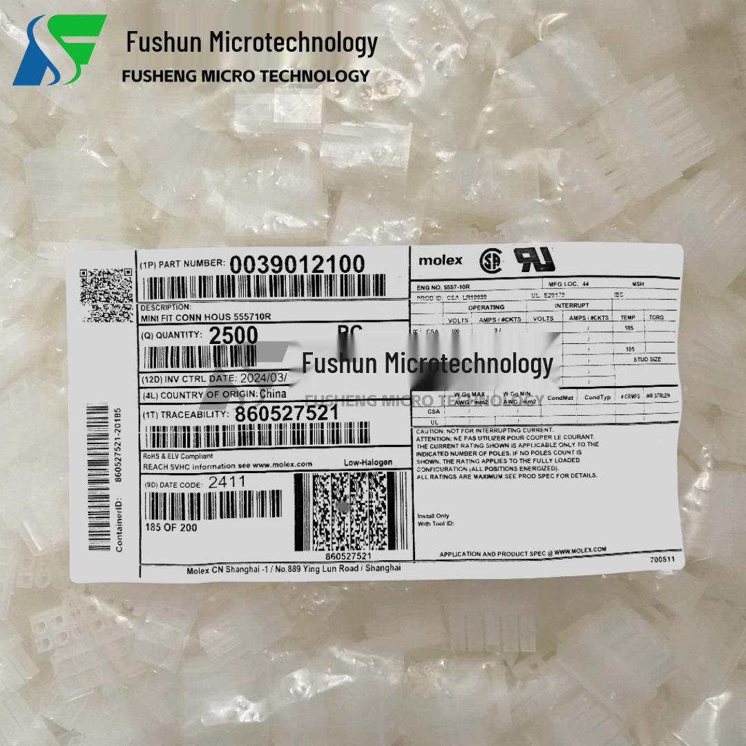 

Molex Original Connector 5557-10R, Series 3901, P/N 39012100. Bulk Order: 2500 pieces