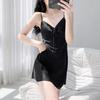 1011 New Sexy Ice Silk Pajamas Women's Pure V-Neck Thin Simple Ice and Snow Silk with Chest Pad Suspender Home Skirt