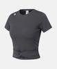 DESCENTE Women'S Slim Fit Short Sleeve T-Shirt With Built-In Cap Charcoal Gray (Sq122Pts13)