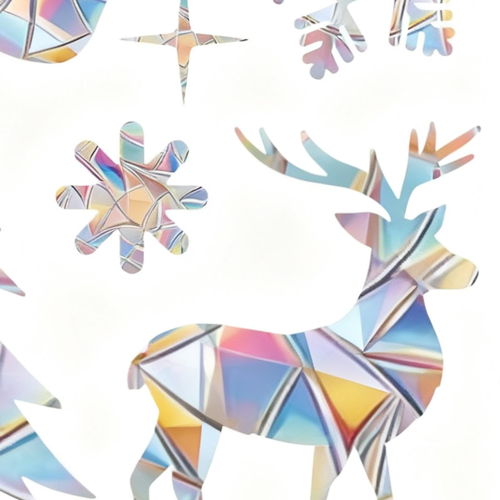 Цветная антиколлизионная статическая наклейка на стекло Рождественский олень Снежинка Наклейка на окно Зимнее украшение для дома Наклейка на окно CN