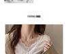 Elegant V-Neck Lace Trim Low-Neck Slimming White Top for Women - Autumn/Winter Innerwear