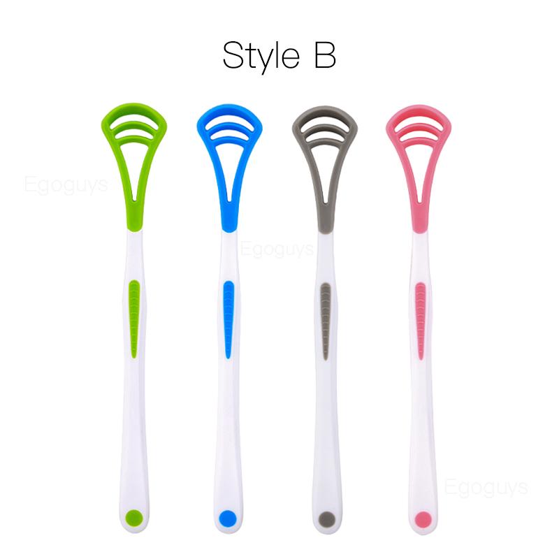 1Pc Reusable Tongue Cleaner Scraper Dual Use Oral Hygiene Toothbrush Fresh Breath Tongue Cleaning Brush