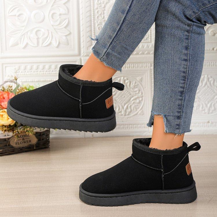2025 winter new short tube large size snow boots women's thick-soled piled thickened warm non-slip cotton shoes foreign trade