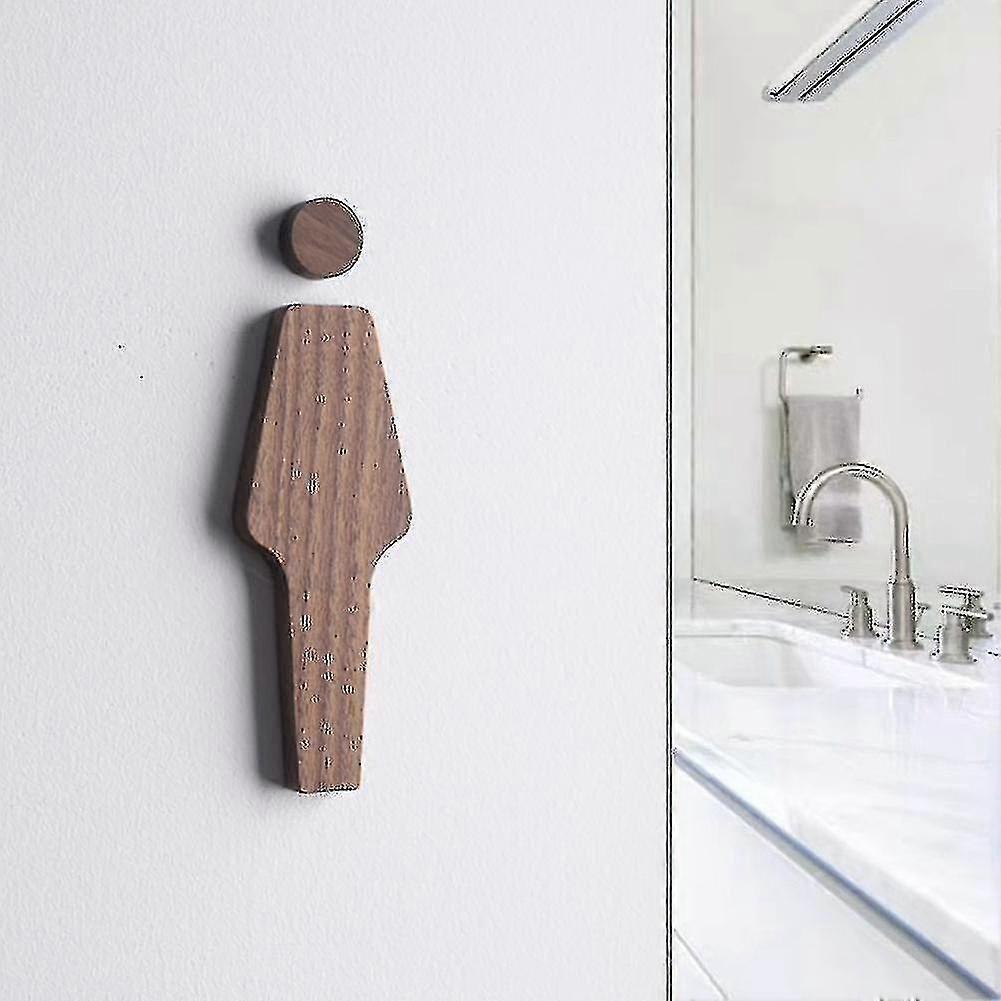 2pcs Toilet Door Men's And Women's Signs Solid Wood Toilet Signs - RIpj