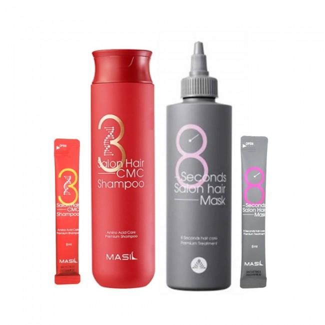 Masil 38 SALON HAIR SET, Restorative Shampoo + Mask for Hair Salon Effect, Silky Shiny, KBeauty, Korean Cosmetics, Sample