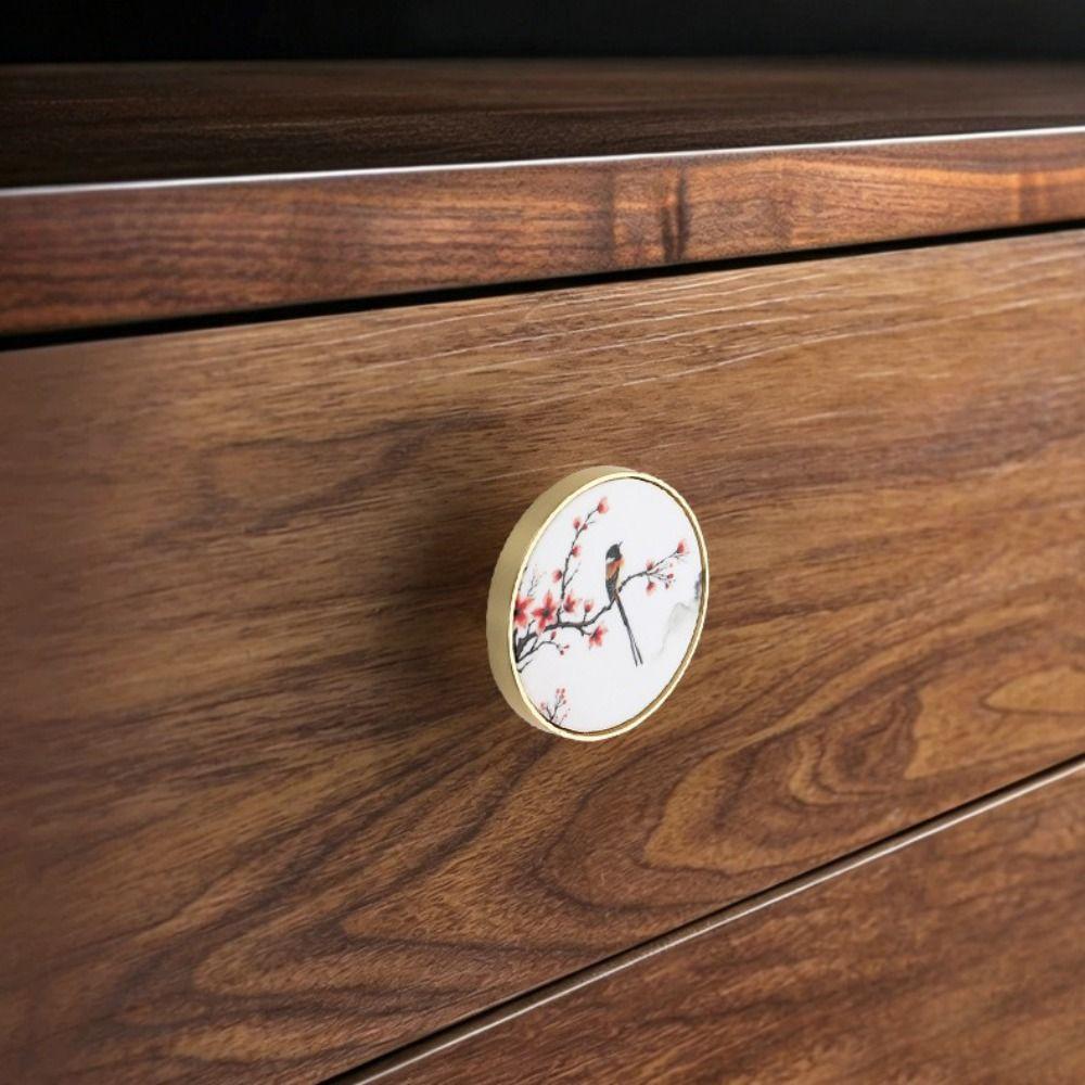 Gold Rim Cabinet Knobs Circular Shape Drawer Knobs Creative Door Knobs For Kitchen Cabinet