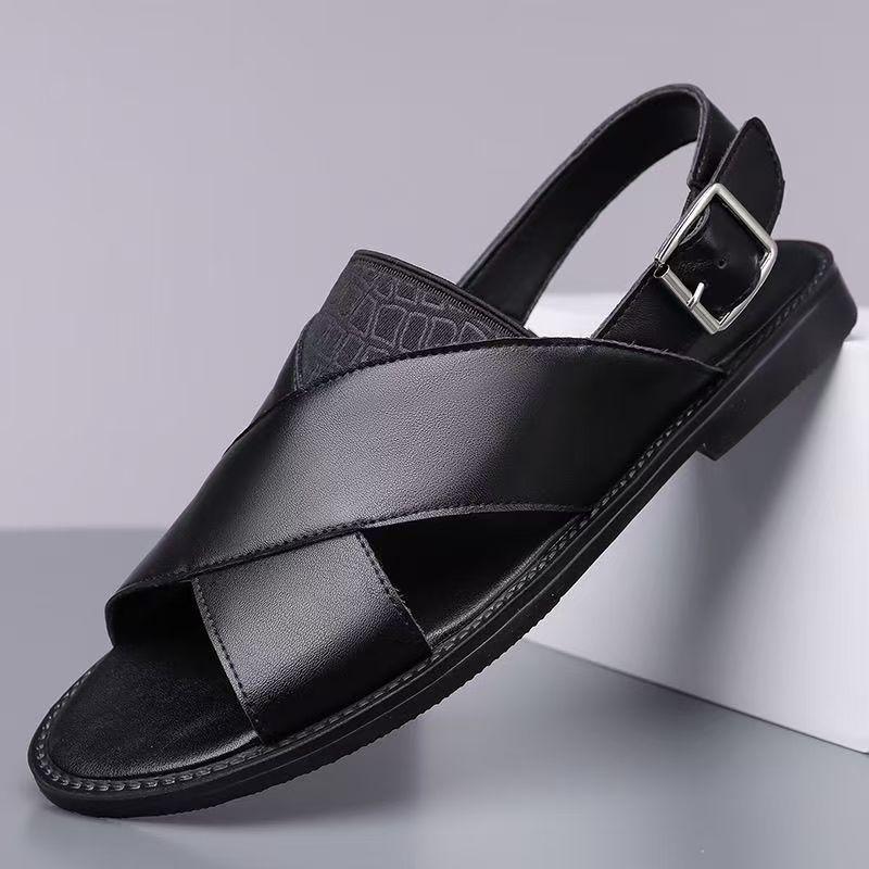 

Мужские сандалии больших размеров с леопардовым принтом и нескользящей подошвой: Дышащая, Универсальная и Модная Пляжная Обувь для Лета 41