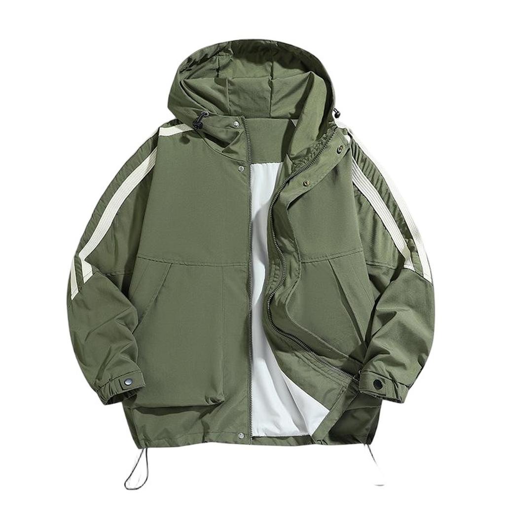 Men's Family Outdoor Leisure Sports, Hooded Ski-wear, American Loose Hooded Windbreaker Coat