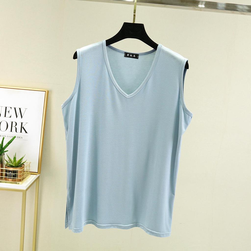 Women's Sleeveless V-Neck Loose Modal Vest – Summer Plus Size Camisole Slimming Top