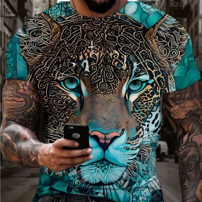 The Novel 3d Tiger Print Round Neck T-Shirt For Men And Women In 2023, Fashionable Casual Sportswear, Loose Oversized Pullover