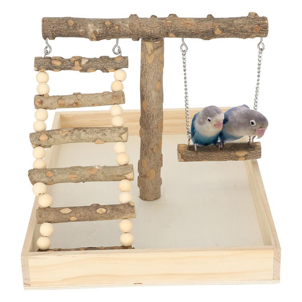 Wood Bird Perch Stand Natural Parrot Playing Standing Rack Bird Training with Large Base