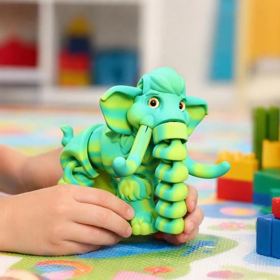 3D-gedruckte Mammutfigur, Elefanten-Ornament mit beweglichen Gelenken, Tier-Fidget-Spielzeug zur Stressbewältigung für Kinder, Dekoration für Zuhause und Büro