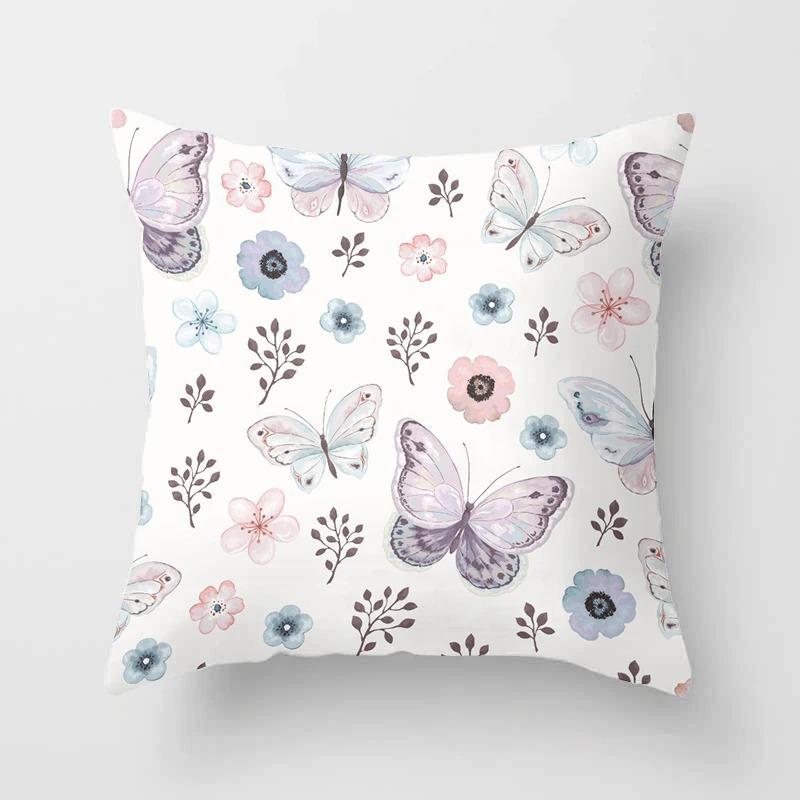Colorful Flower Butterfly Pillowcase Office Living Room Car Ornaments Home Pillowcase
